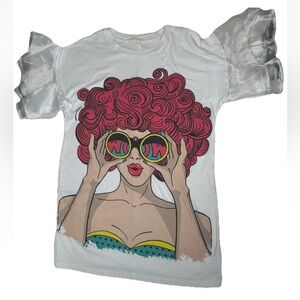 Occasion Women's Shirt With Puff Sleeves  Size Large